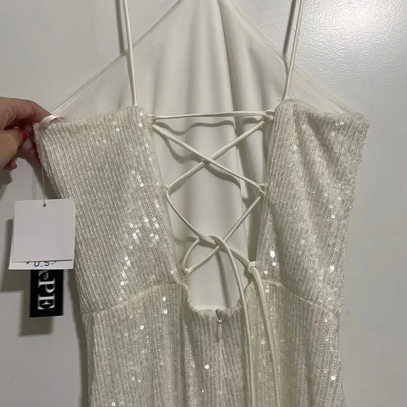 X scape floor length white sequin gown - Picture 3 of 4